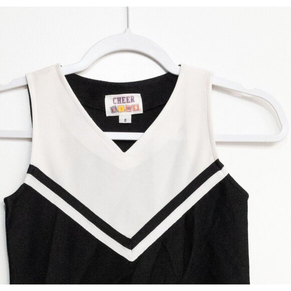 Cheer Kids Girls White Black Jersey Tank Top V-Neck Pullover Colorblock Size 8 - Picture 2 of 6